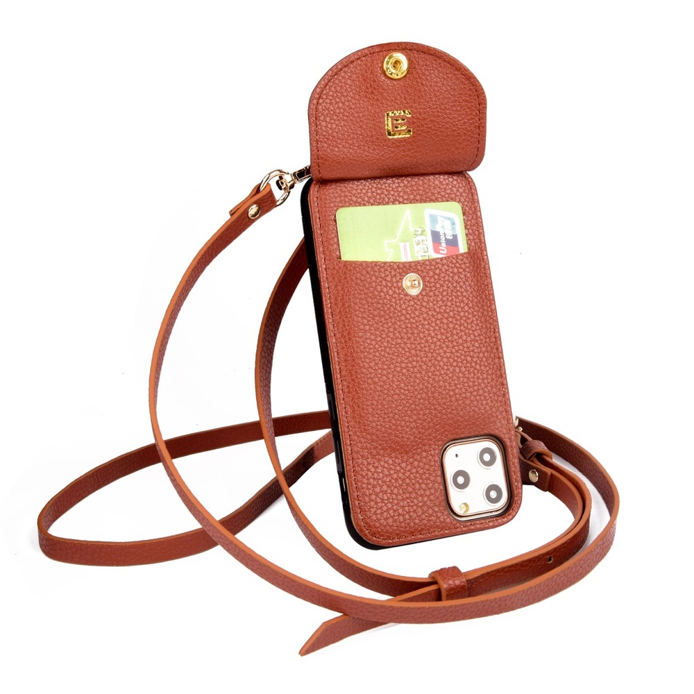 Vegan Tan Leather Crossbody iPhone Case